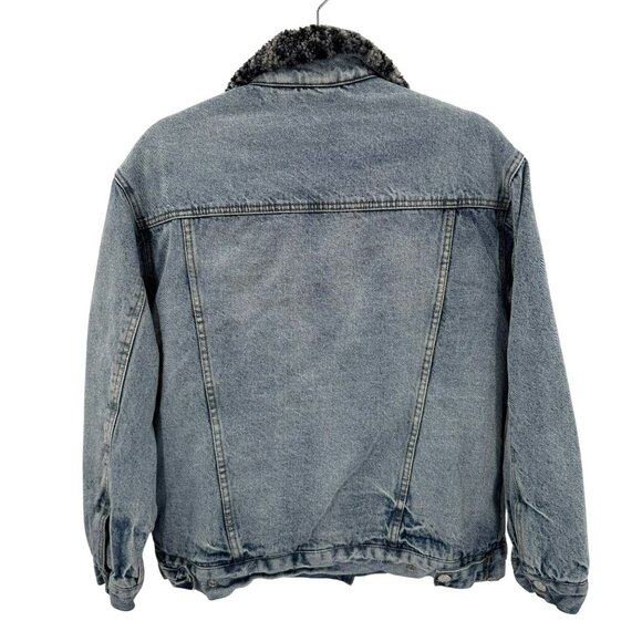 Free People Jean Jacket With Gray Leopard Sherpa Lining Womens XS - Picture 4 of 7